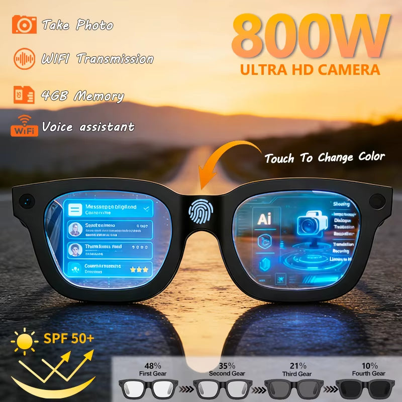 Revolutionary 2026 Smart Glasses with HD Photo and Video, AI Translation, Bluetooth Connectivity, and Touch Control for Effortless Communication and Entertainment