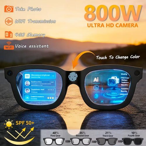 Revolutionary 2026 Smart Glasses with HD Photo and Video, AI Translation, Bluetooth Connectivity, and Touch Control for Effortless Communication and Entertainment