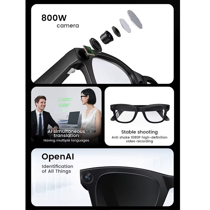 Revolutionary 2026 Smart Glasses with HD Photo and Video, AI Translation, Bluetooth Connectivity, and Touch Control for Effortless Communication and Entertainment