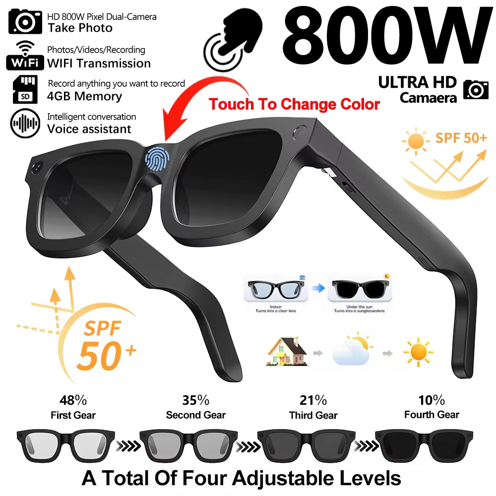 Revolutionary 2026 Smart Glasses with HD Photo and Video, AI Translation, Bluetooth Connectivity, and Touch Control for Effortless Communication and Entertainment