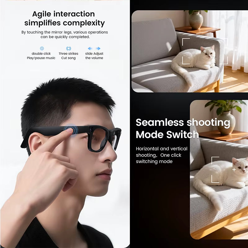 Revolutionary 2026 Smart Glasses with HD Photo and Video, AI Translation, Bluetooth Connectivity, and Touch Control for Effortless Communication and Entertainment
